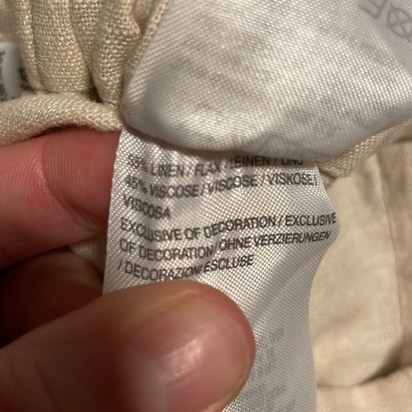 Isaac‎ Mizrahi Live! Bridgehampton Linen Blend Pants Wide Leg Cropped Cream 8 - Picture 10 of 10